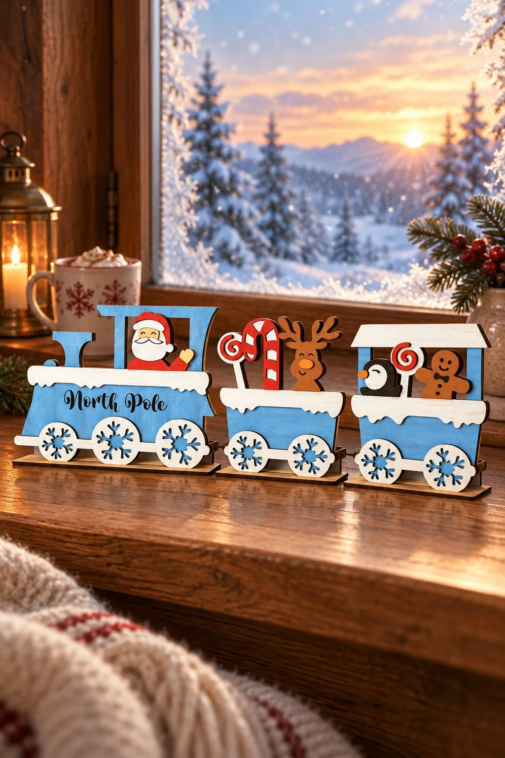Christmas Wooden Train Laser Cut Design — SVG laser cut file