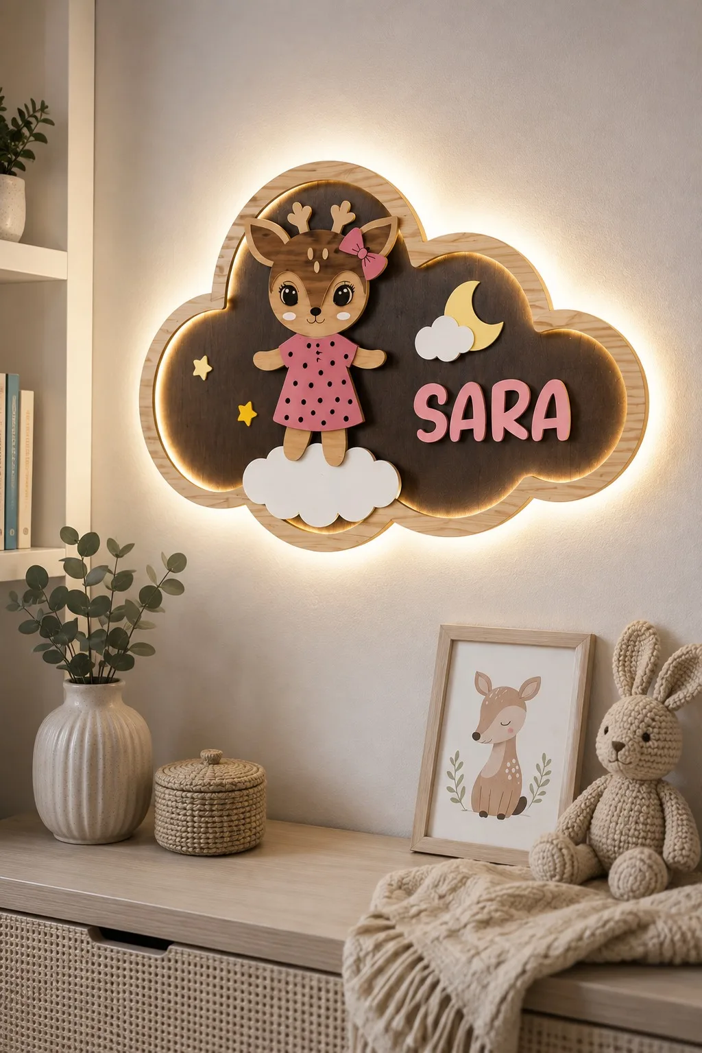 Cloud Name Night Light for a Nursery — SVG laser cut file