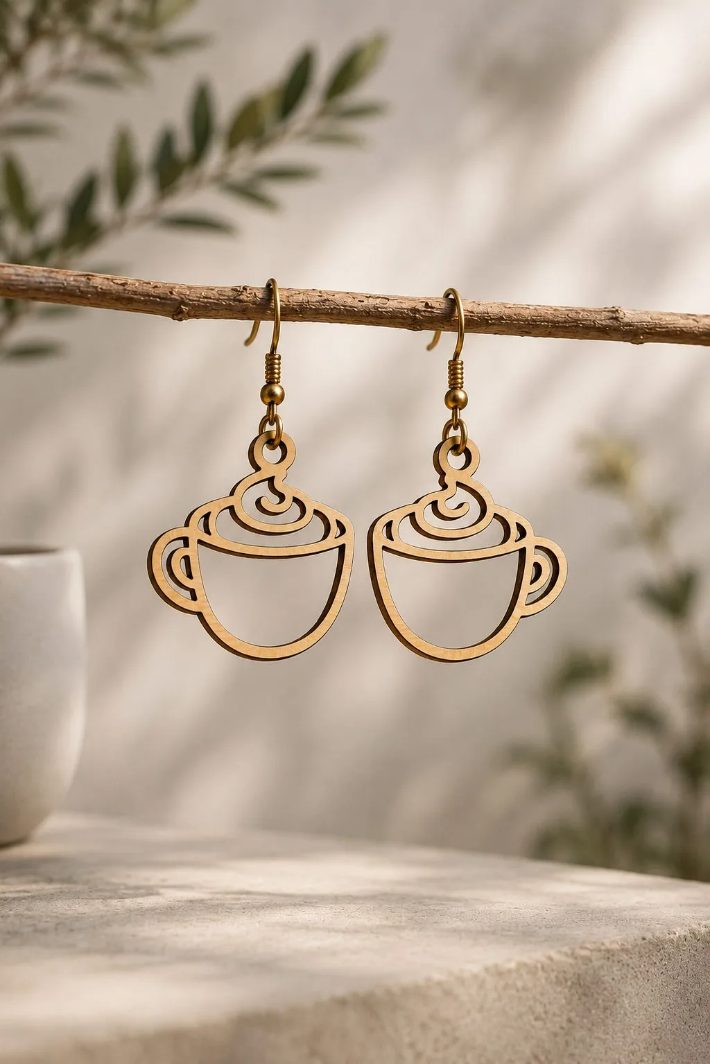 Coffee Cup Earrings Laser Cut — SVG laser cut file