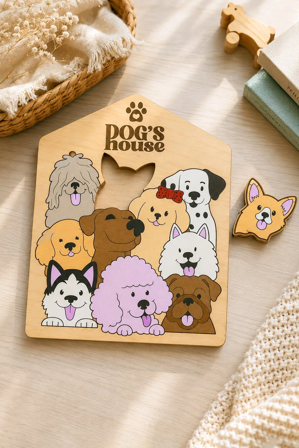 Dog's House Puzzle Board for Toddlers — SVG laser cut file