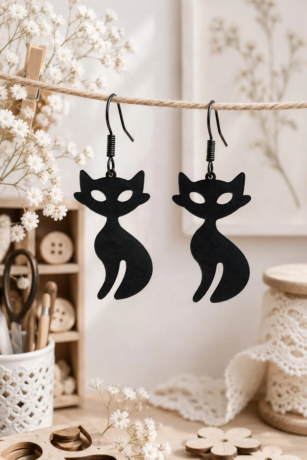 Cute Cat Ghost Earrings Laser Cut — SVG laser cut file
