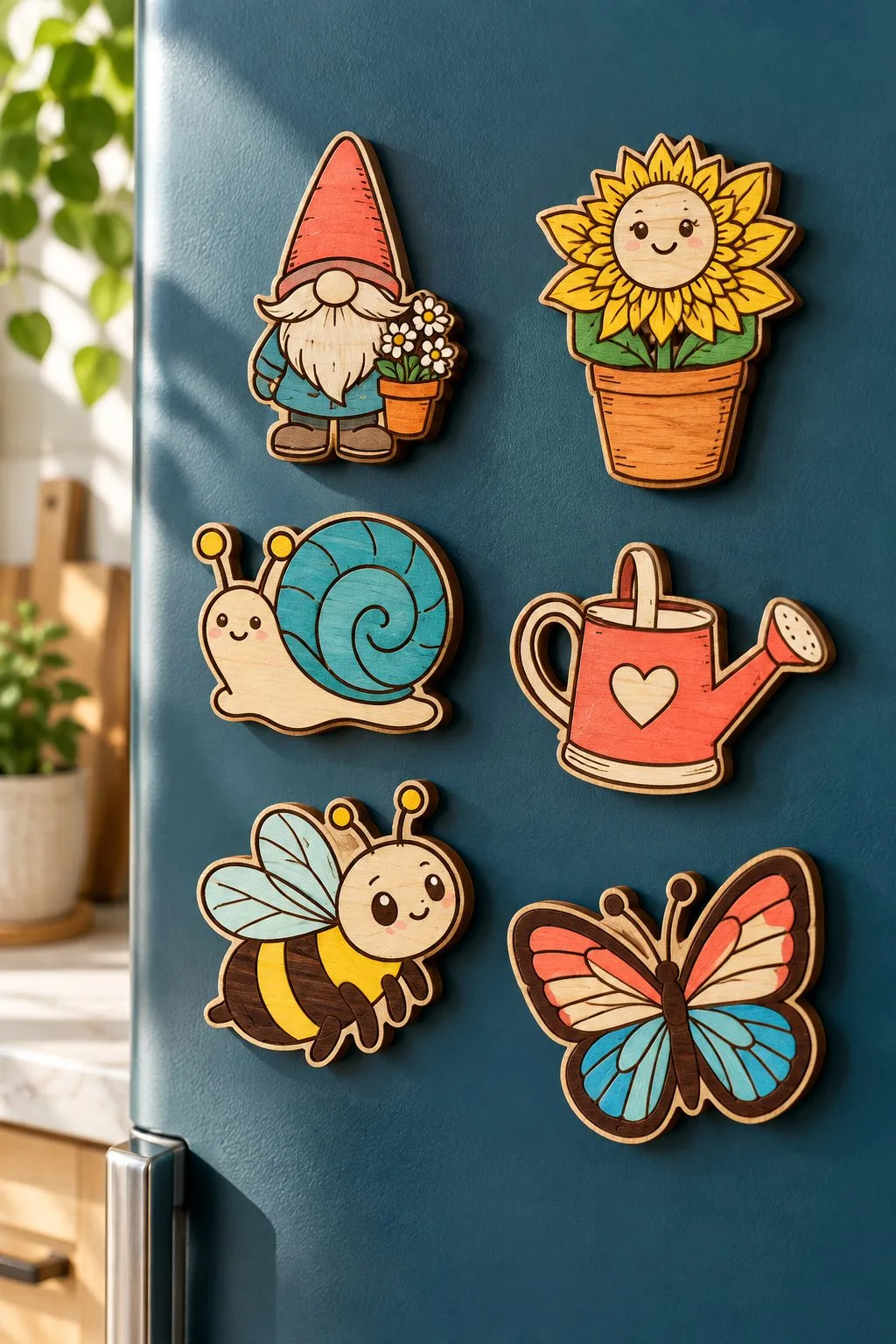 The garden designs as fridge magnets, free laser cut SVG from svgdiy.com