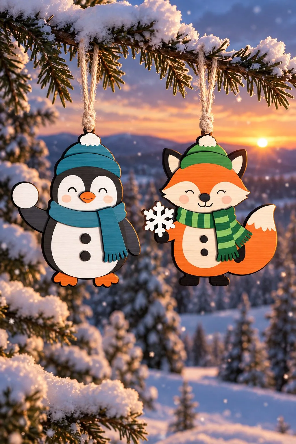 Cute Winter Animal Ornament — SVG laser cut file