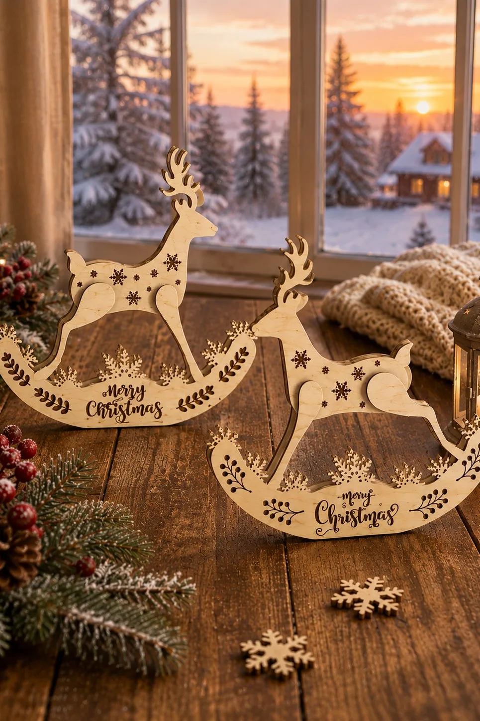 Rocking Reindeer Christmas Shelf Decor — SVG laser cut file