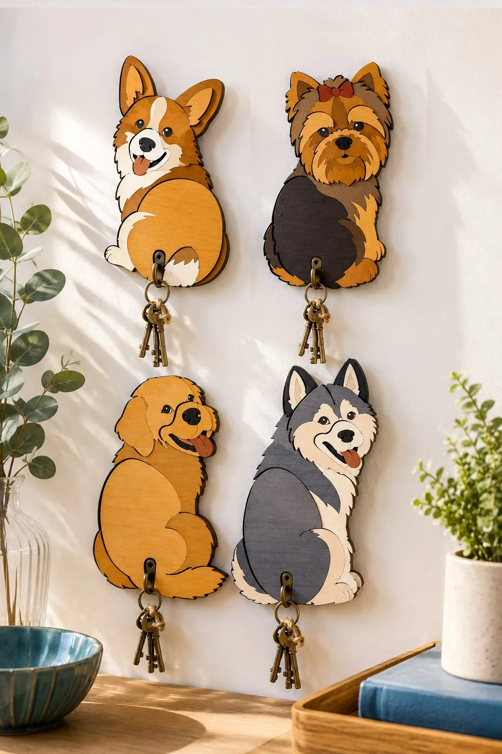 Dog Key Holder Laser Cut File Bundle — SVG laser cut file
