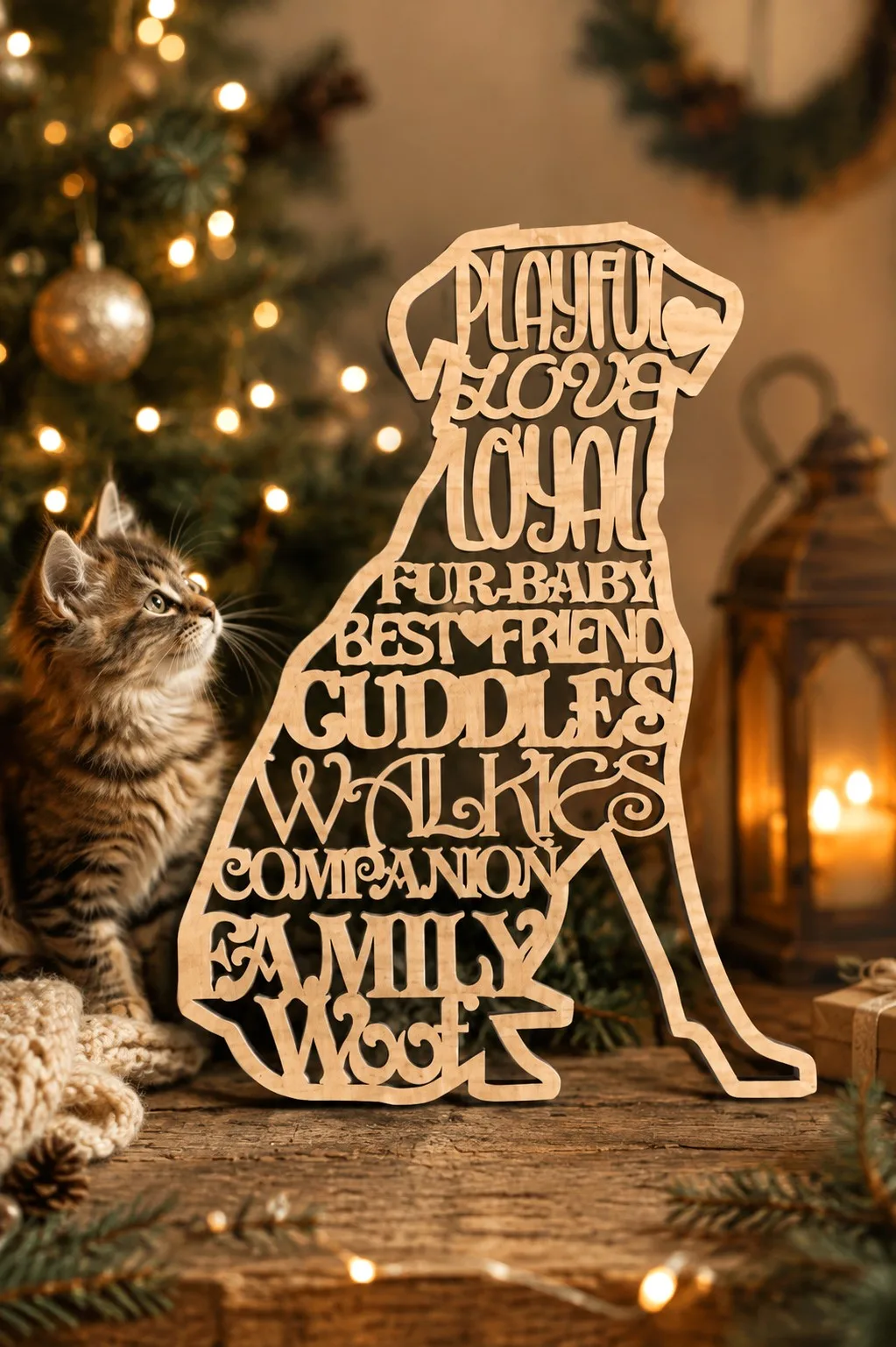 Dog Silhouette Made of Dog Words — SVG laser cut file