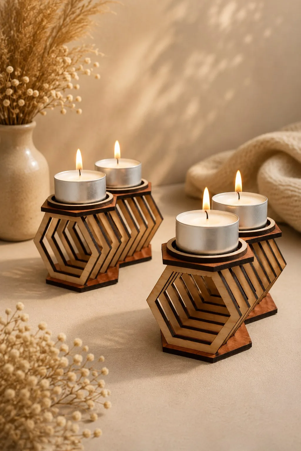 Double Candle Holder Laser Cut — SVG laser cut file
