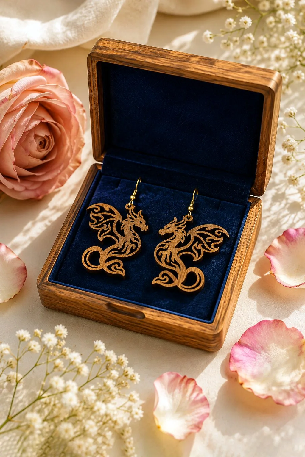 Tribal Dragon Earrings — SVG laser cut file