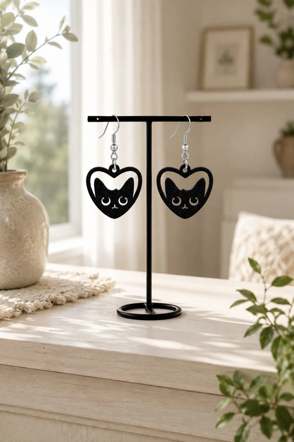 Cat Heart Earrings — SVG laser cut file