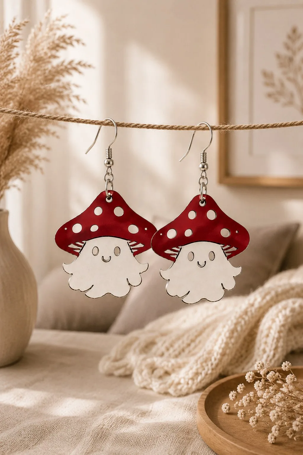 Mushroom Ghost Earrings — SVG laser cut file