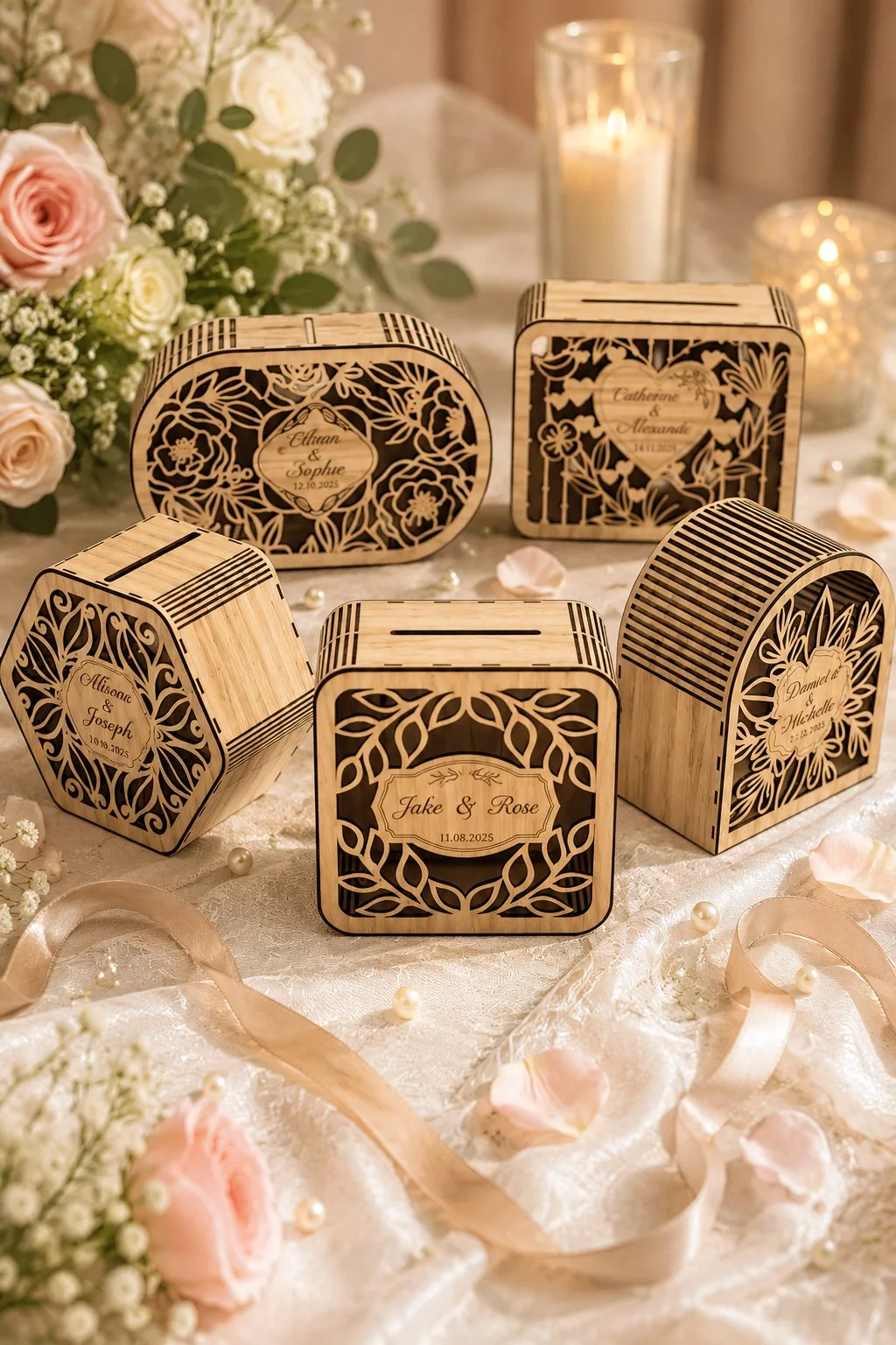 Elegant Wedding Card Boxes — SVG laser cut file