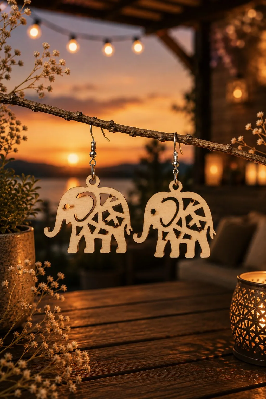 Elephant Earrings in Triangle Patchwork — SVG laser cut file