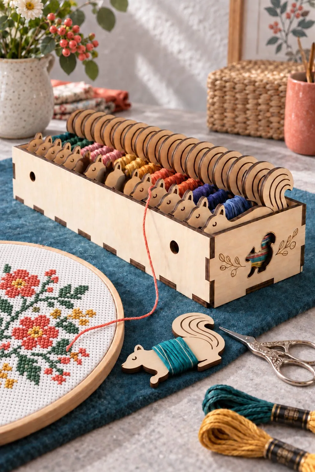 Embroidery Floss Organizer Box Laser Cut — SVG laser cut file
