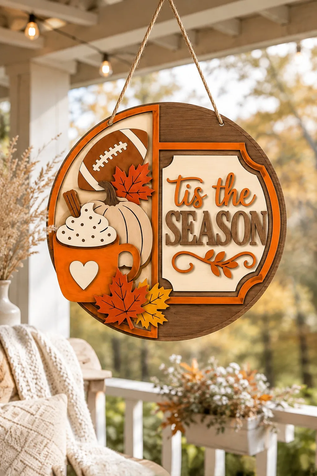 Fall Season Door Hanger — SVG laser cut file