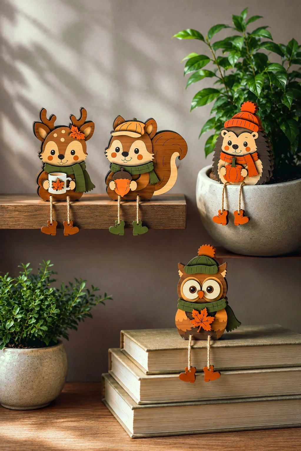 Fall Woodland Animal Shelf Sitters — SVG laser cut file