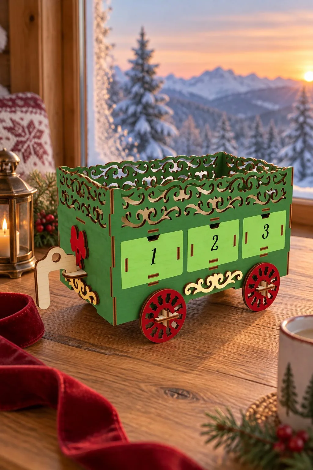 Festive Christmas Train Advent Calendar — SVG laser cut file