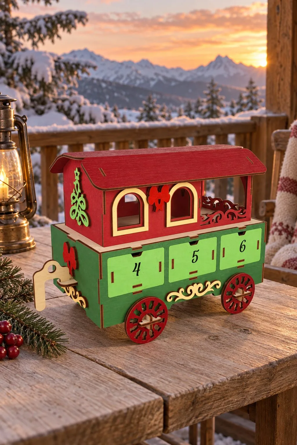 Festive Christmas Train Advent Calendar — SVG laser cut file