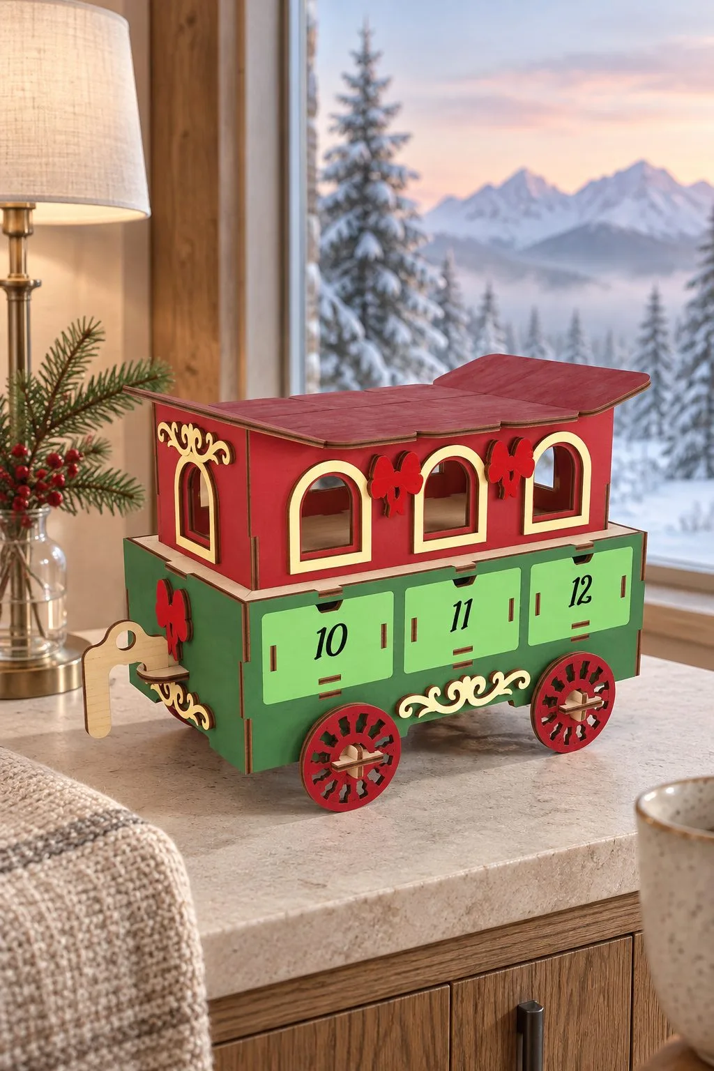 Festive Christmas Train Advent Calendar — SVG laser cut file