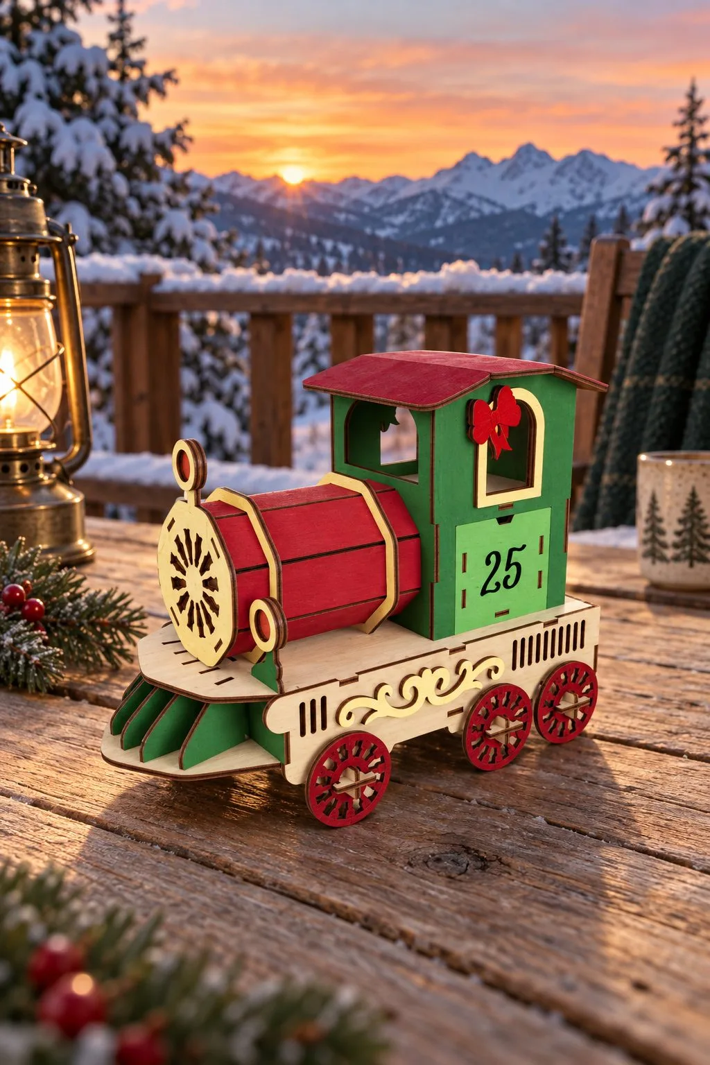 Festive Christmas Train Advent Calendar — SVG laser cut file