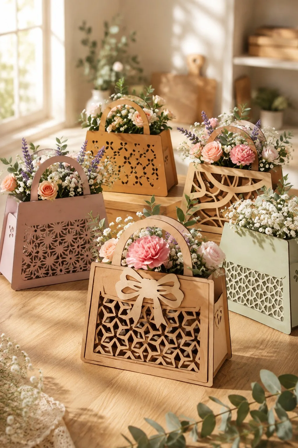 Floral Handbag Flower Box Bundle — SVG laser cut file