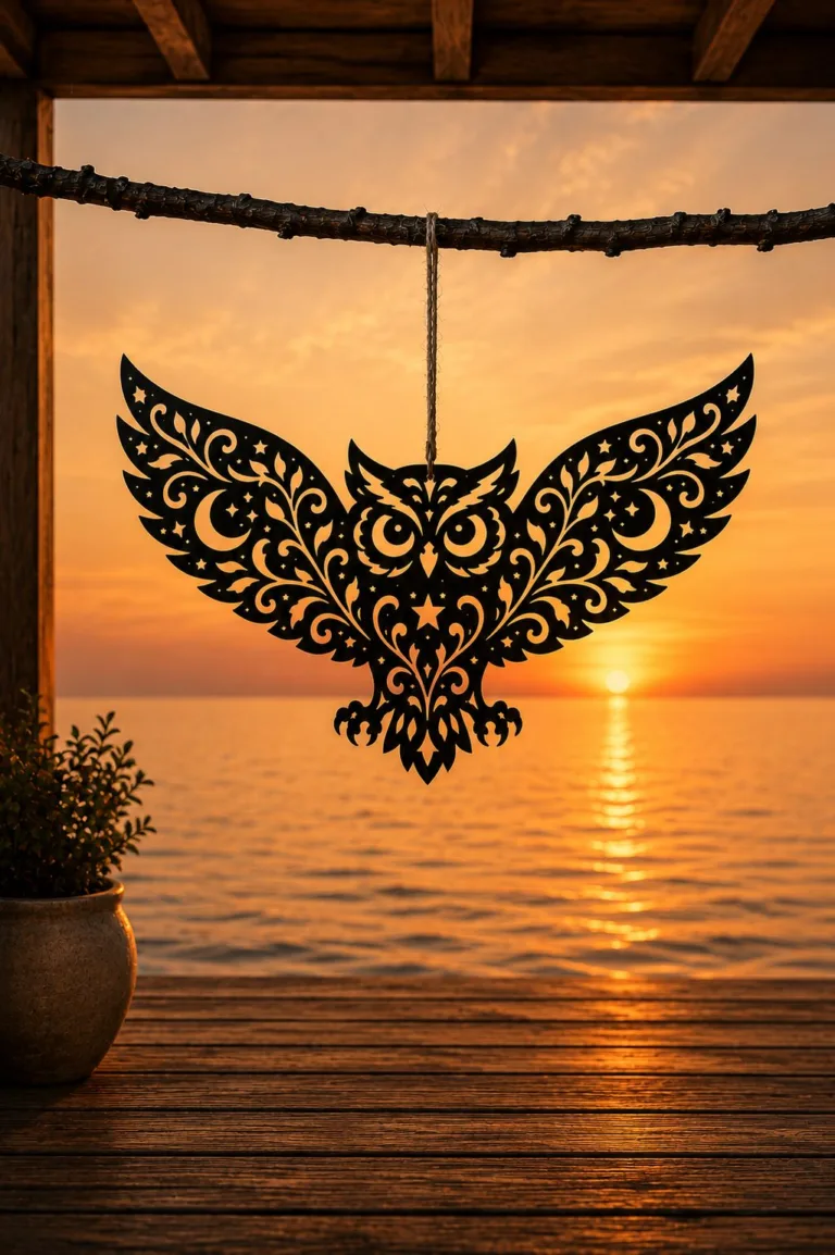Floral Owl Ornament — Halloween SVG laser cut file