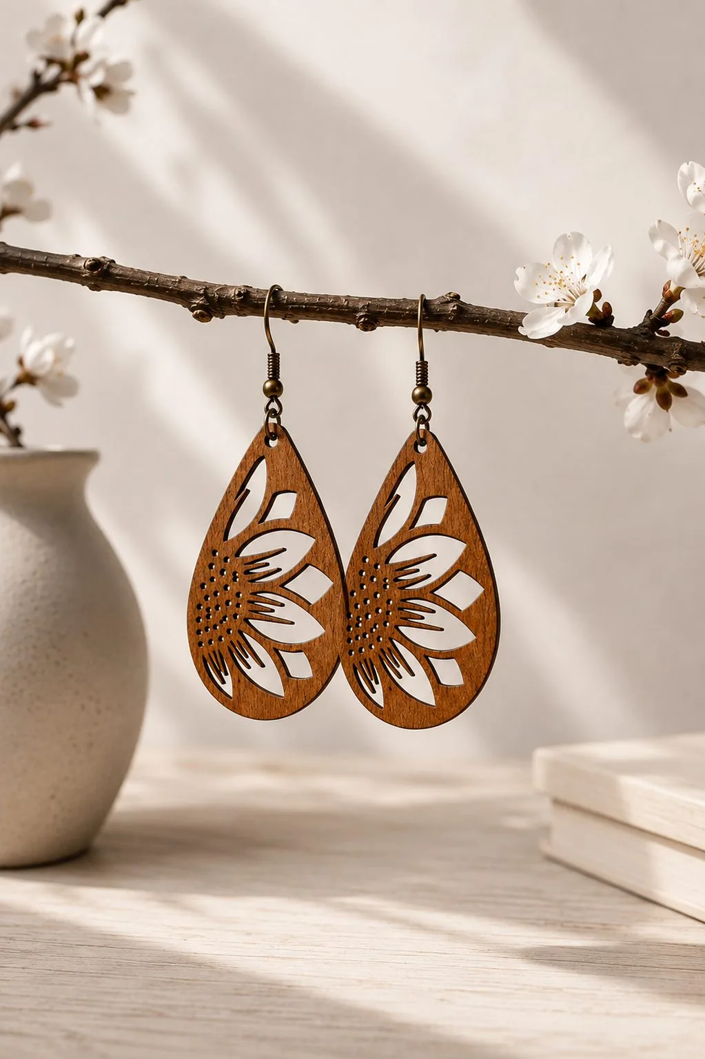 Sunflower Teardrop Earrings — SVG laser cut file