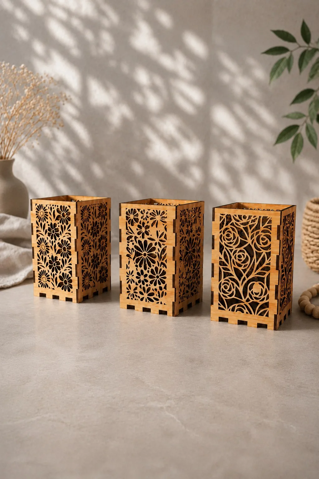Flower Leaves Candle Holder Laser Cut — SVG laser cut file