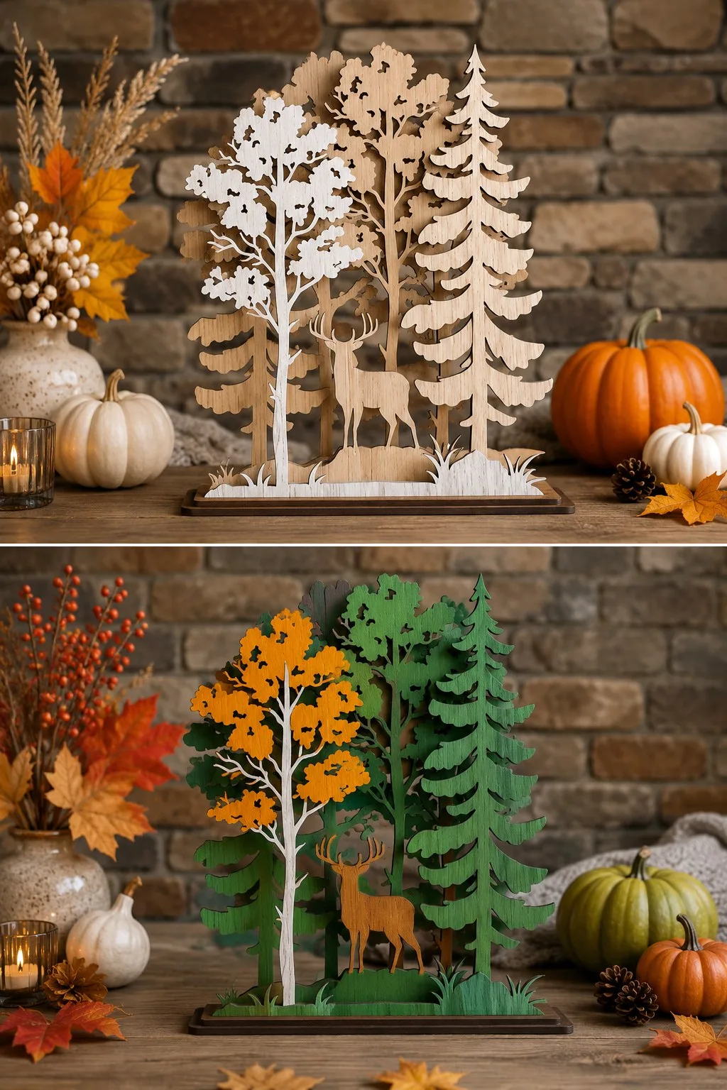 Layered Forest Scene With a Deer — SVG laser cut file
