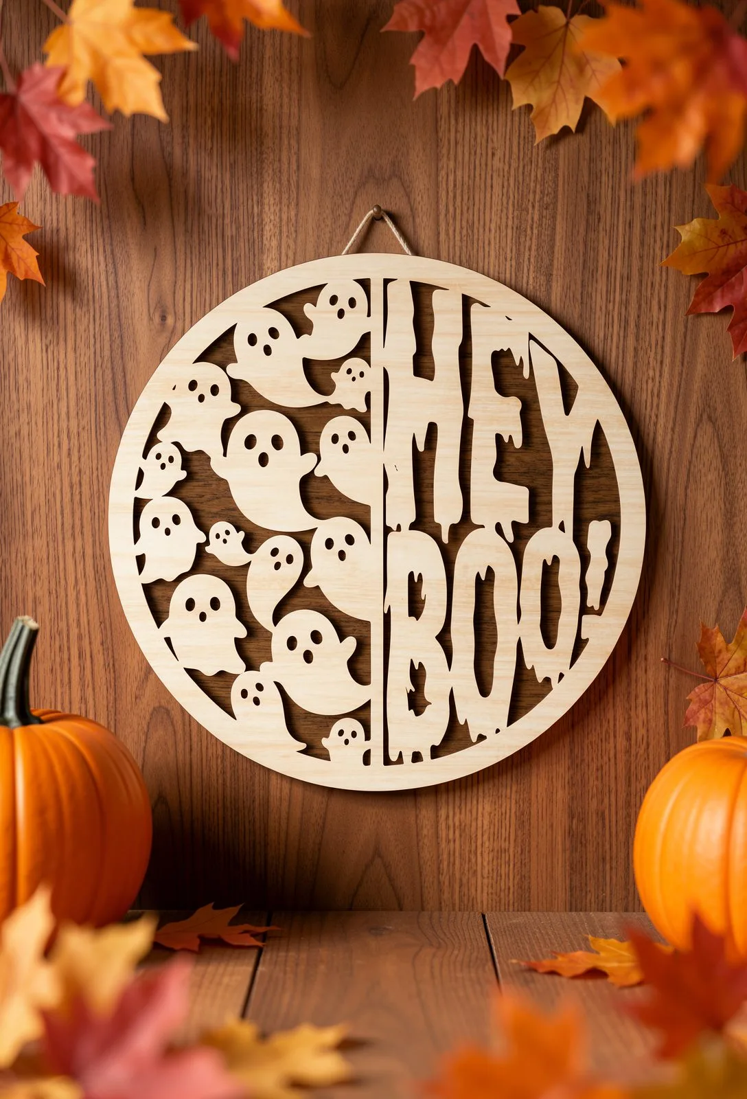 Hey Boo Ghost Door Sign — SVG laser cut file