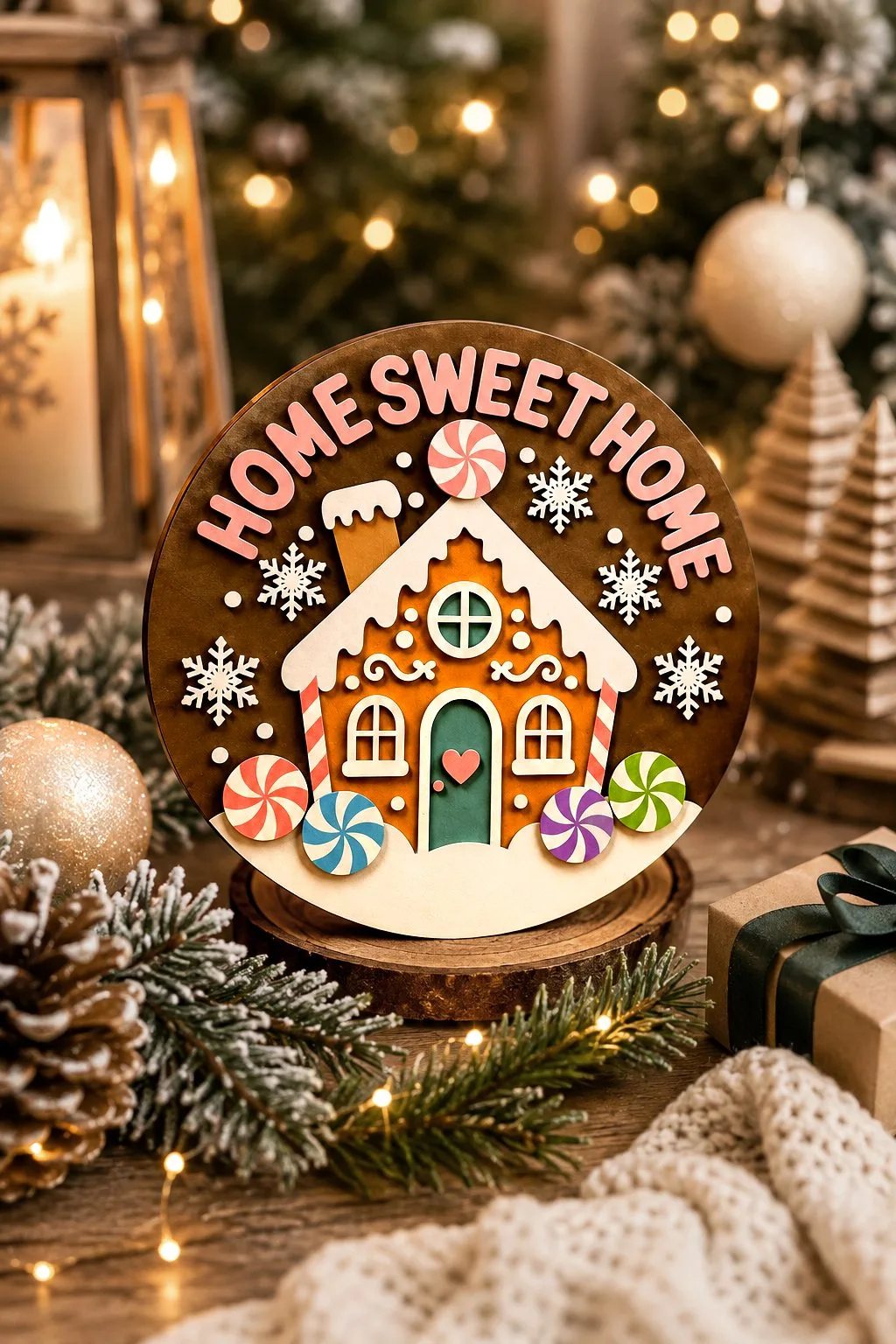 Gingerbread House Door Sign — SVG laser cut file
