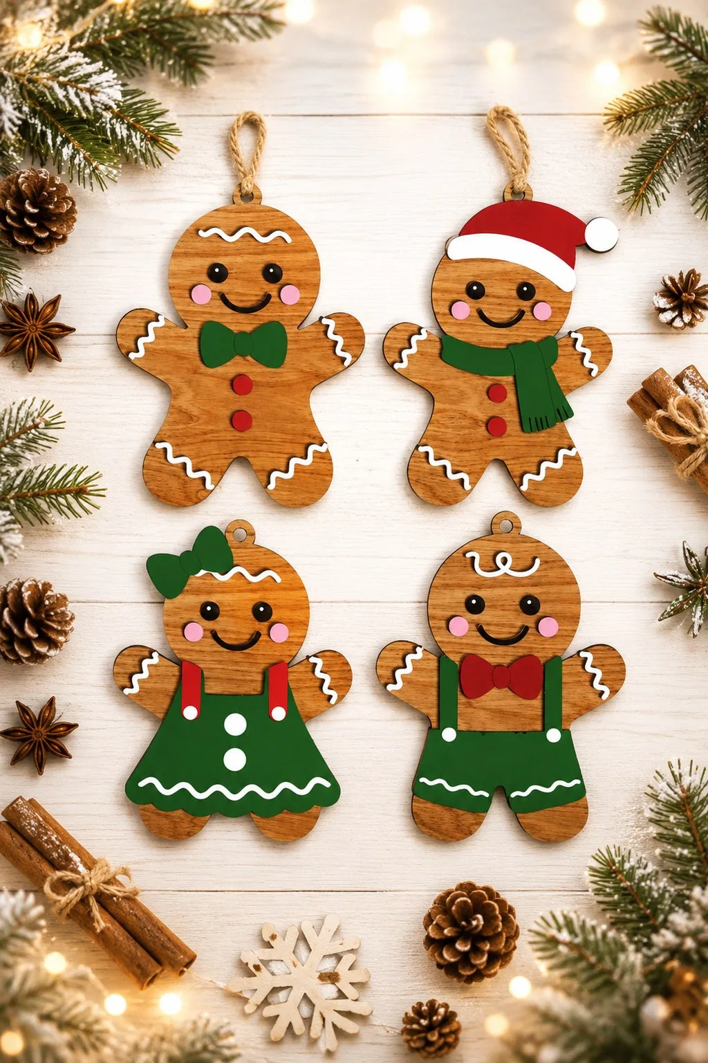 Gingerbread Family Ornaments — SVG laser cut file