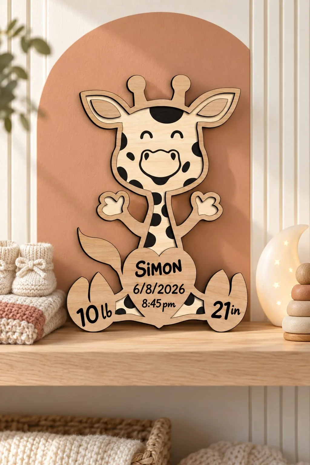 Laser Cut Giraffe Baby Birth Announcement — SVG laser cut file