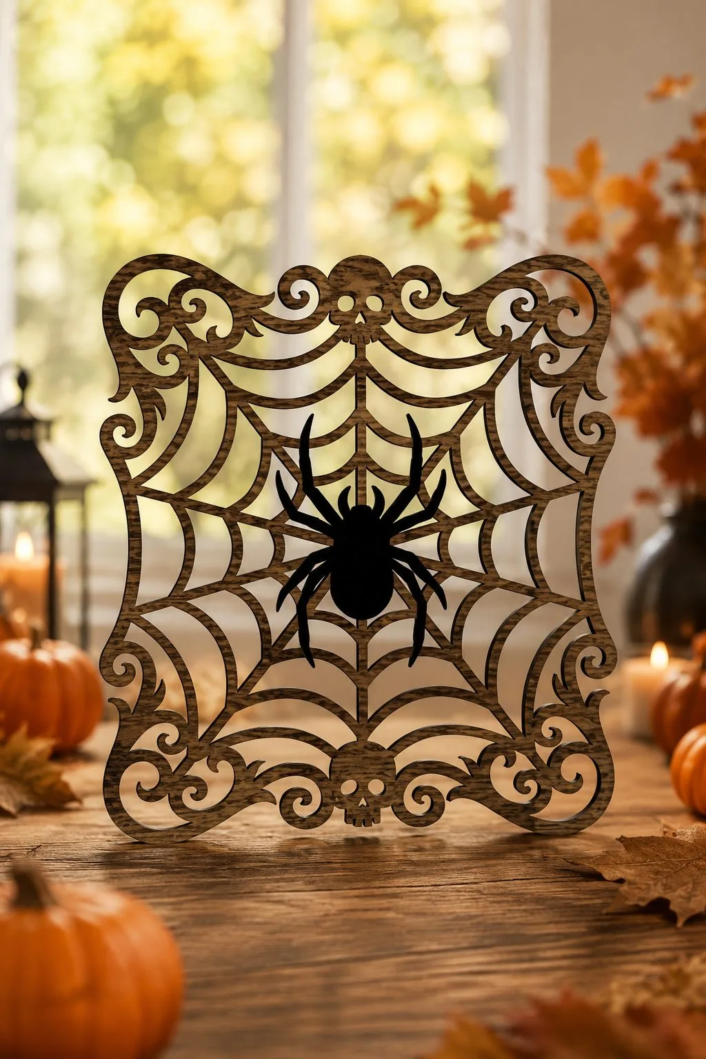 Gothic Spider Web Wall Sign Halloween — SVG laser cut file