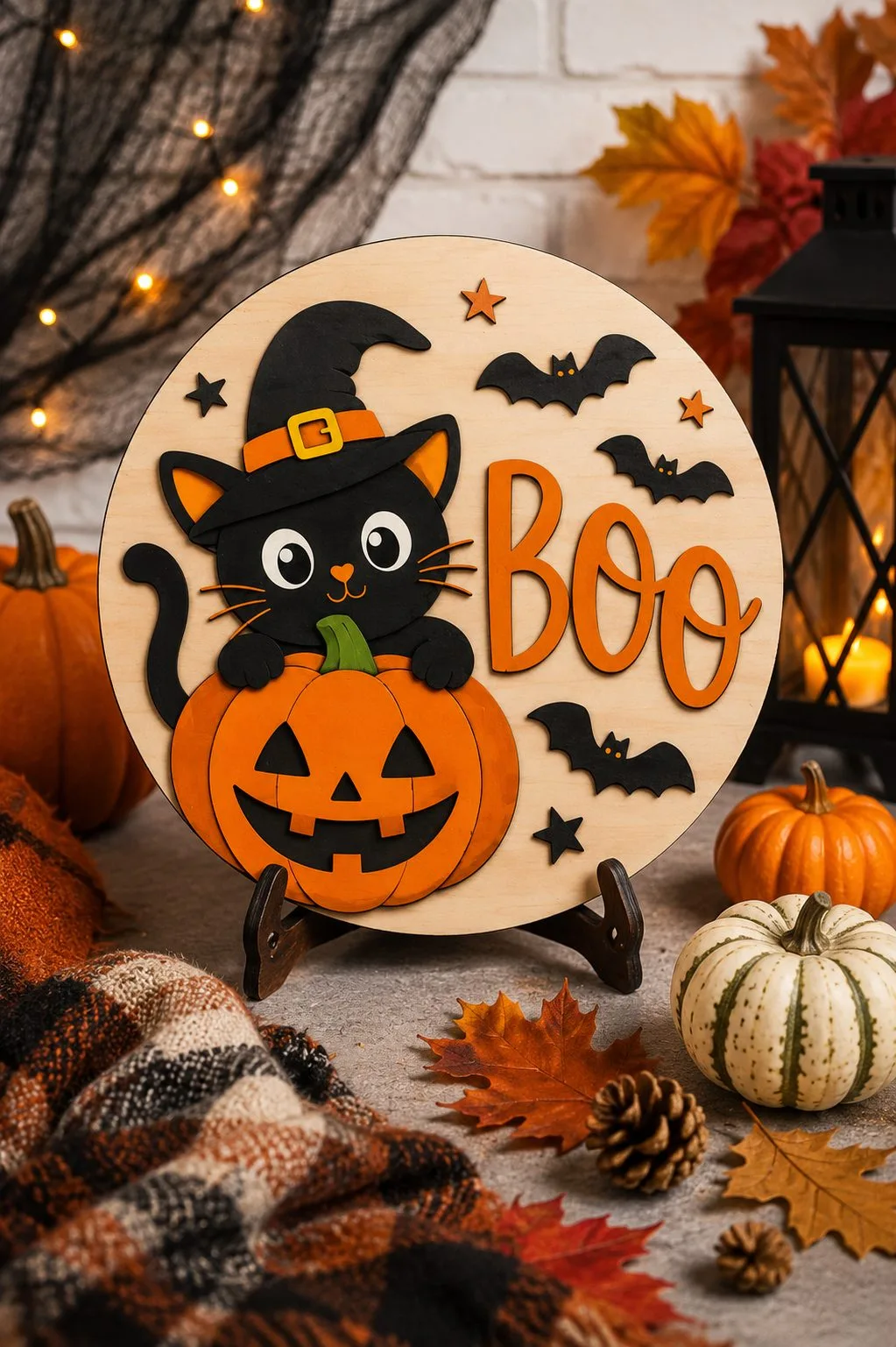 Halloween Black Cat Door Hanger — SVG laser cut file
