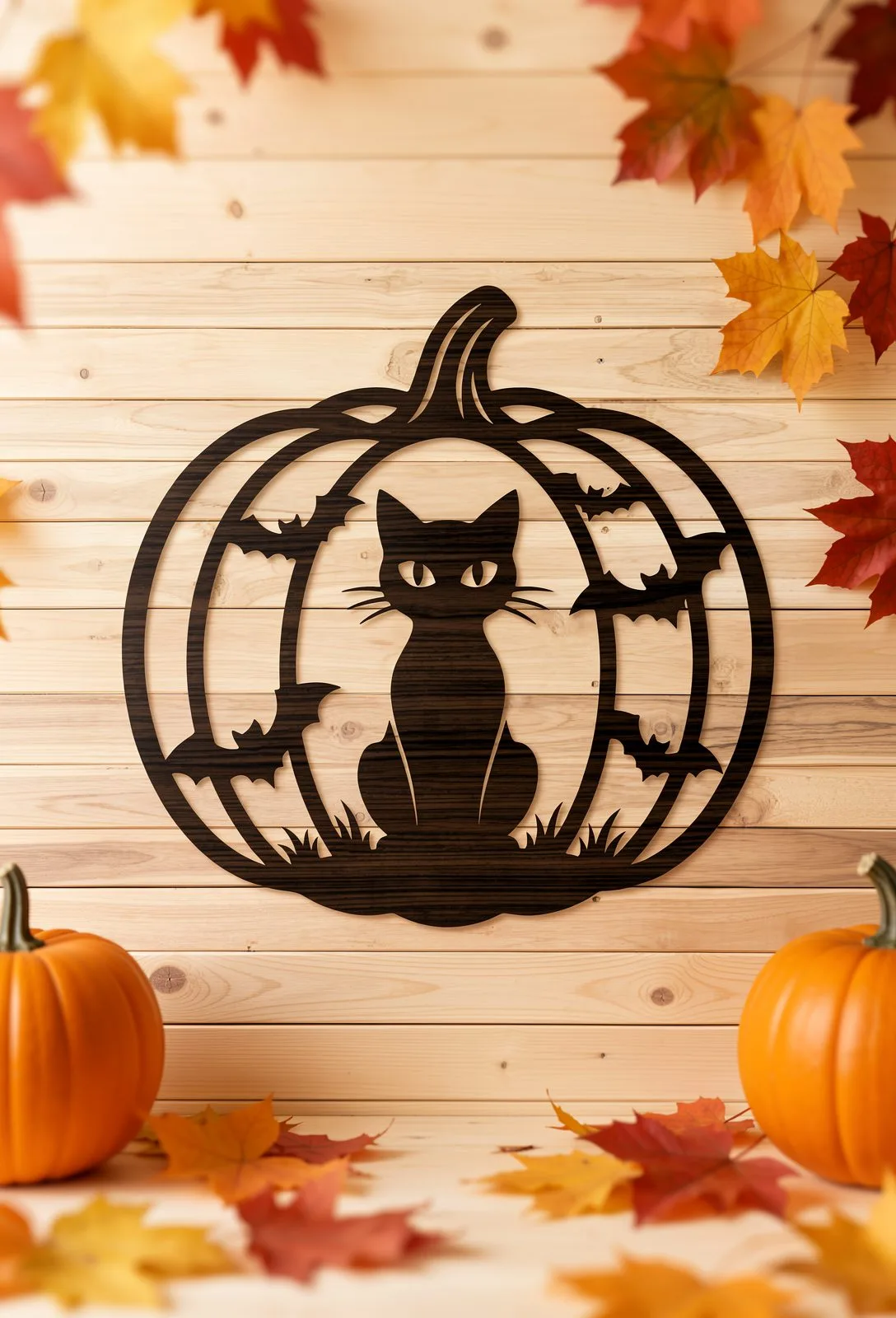 Black Cat Pumpkin Wall Art — SVG laser cut file