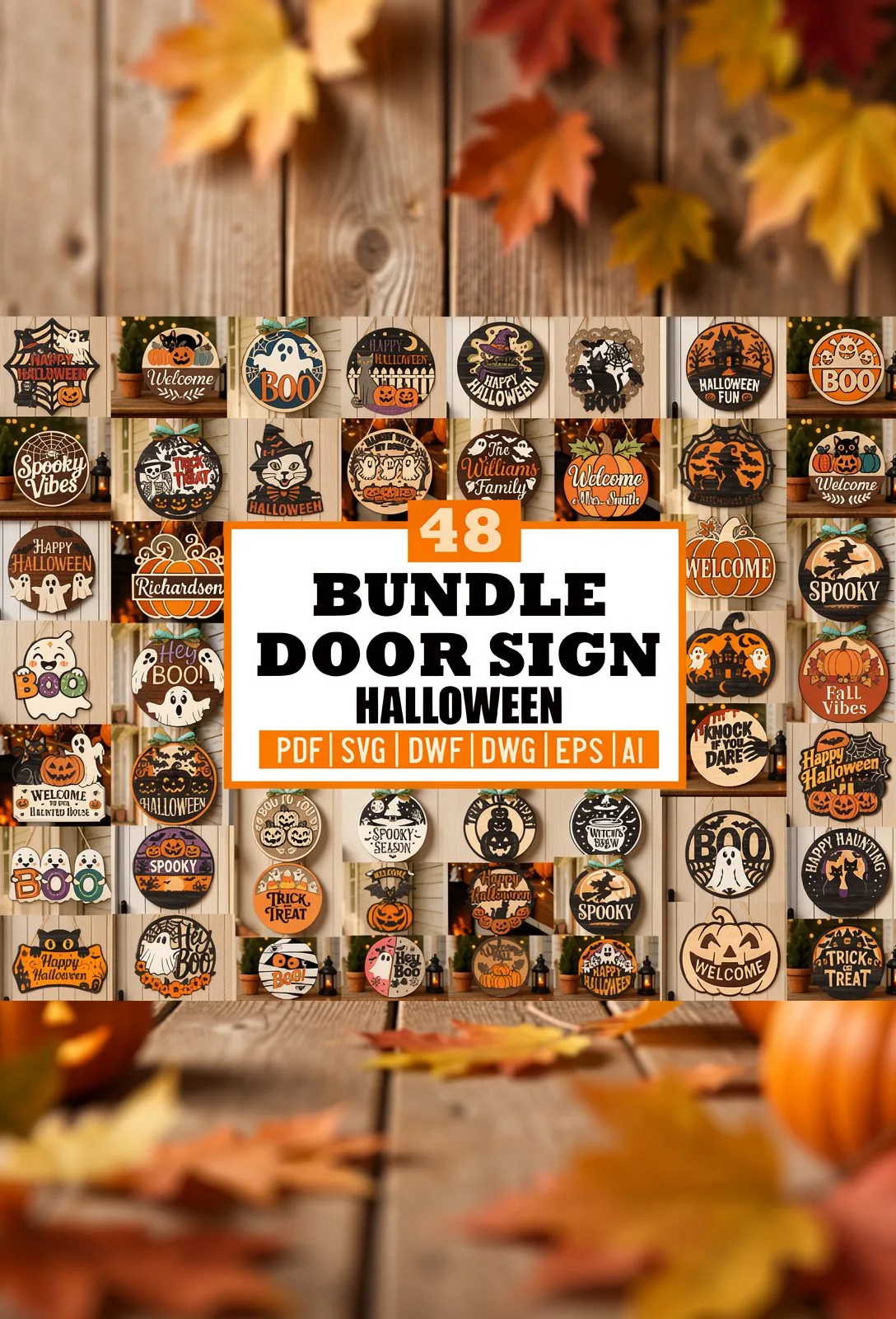 Halloween Door Sign Haunt Bundle Set — SVG laser cut file