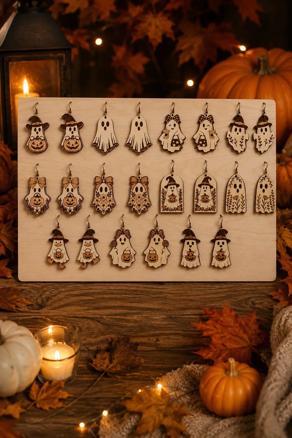 A Whole Board of Ghost Earrings — SVG laser cut file