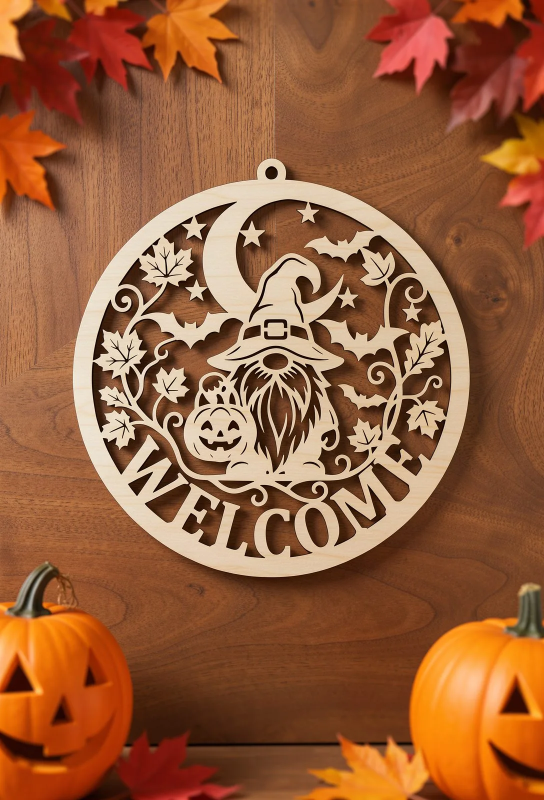 Witch Gnome Welcome Sign — SVG laser cut file