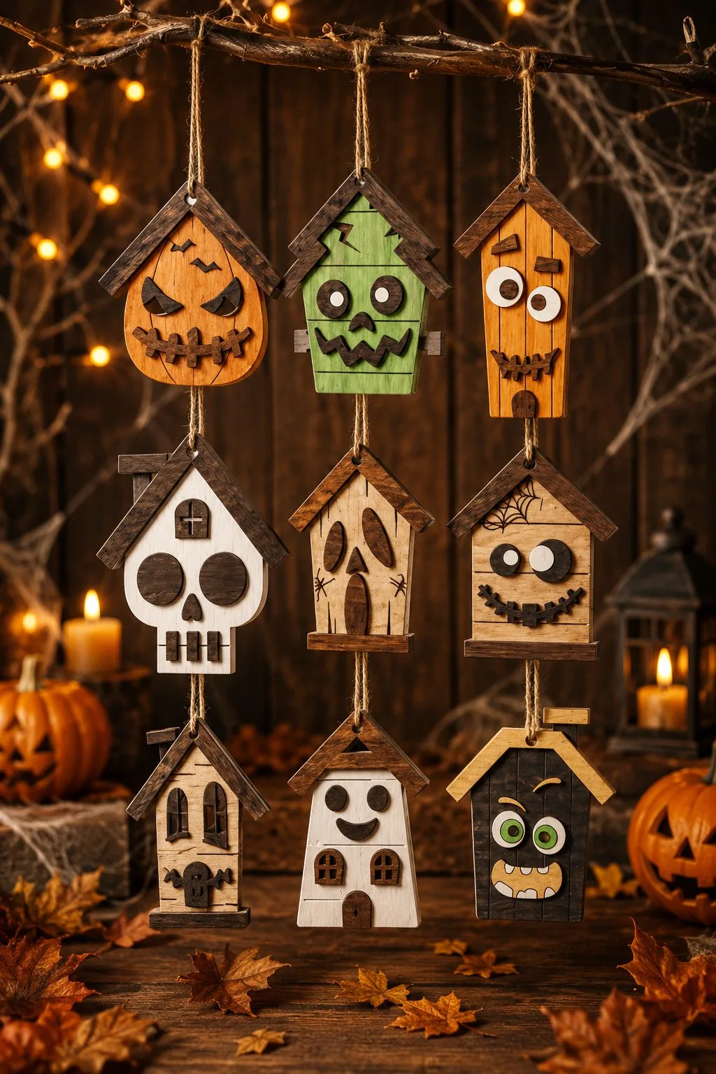 Halloween House Ornament Set — SVG laser cut file