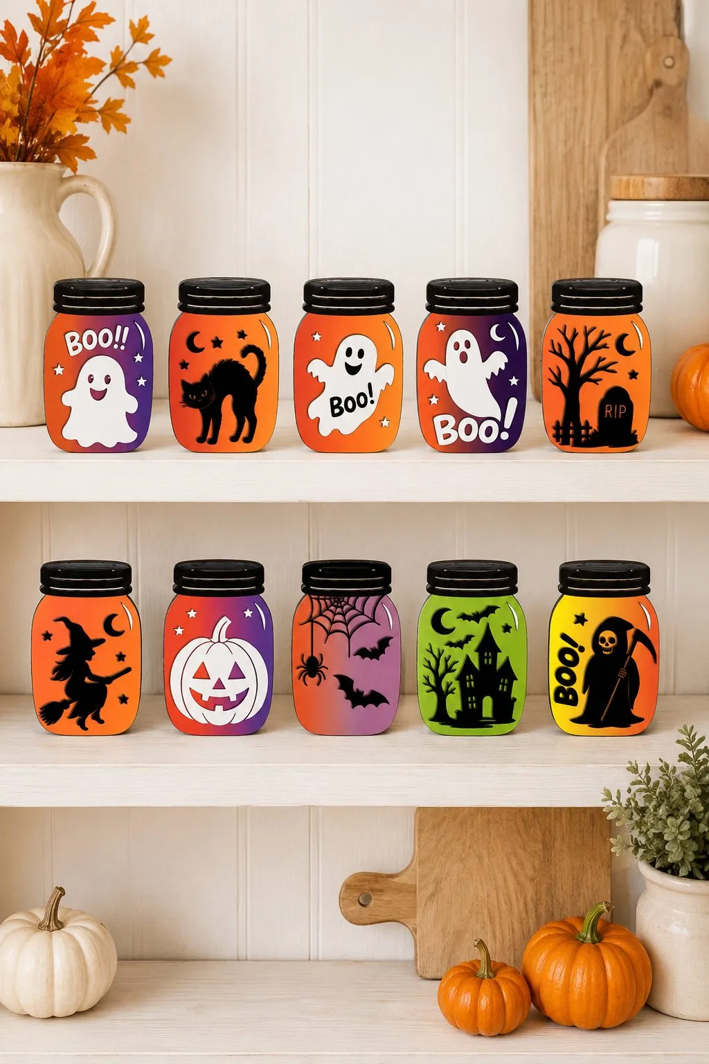 Halloween Mason Jar Set — SVG laser cut file