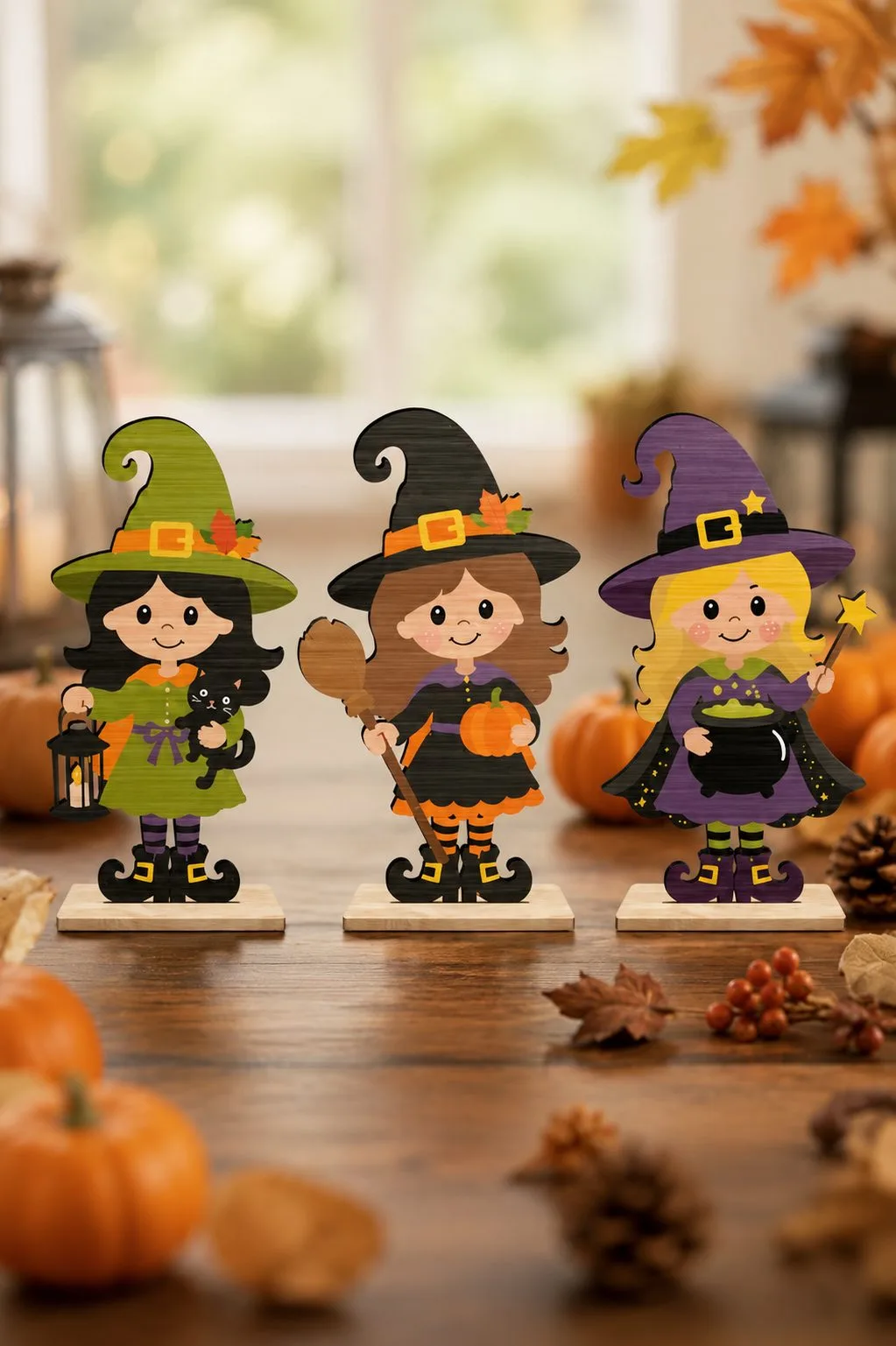 Witch Trio Shelf Sitters — SVG laser cut file