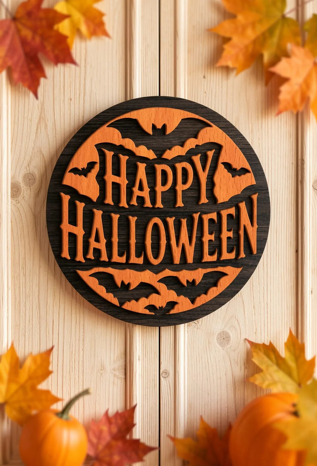 Happy Halloween Round Sign — SVG laser cut file