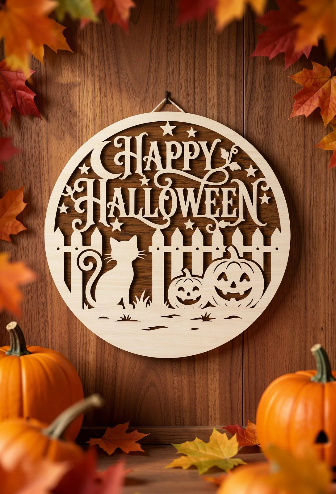 Happy Halloween Fence Sign — SVG laser cut file