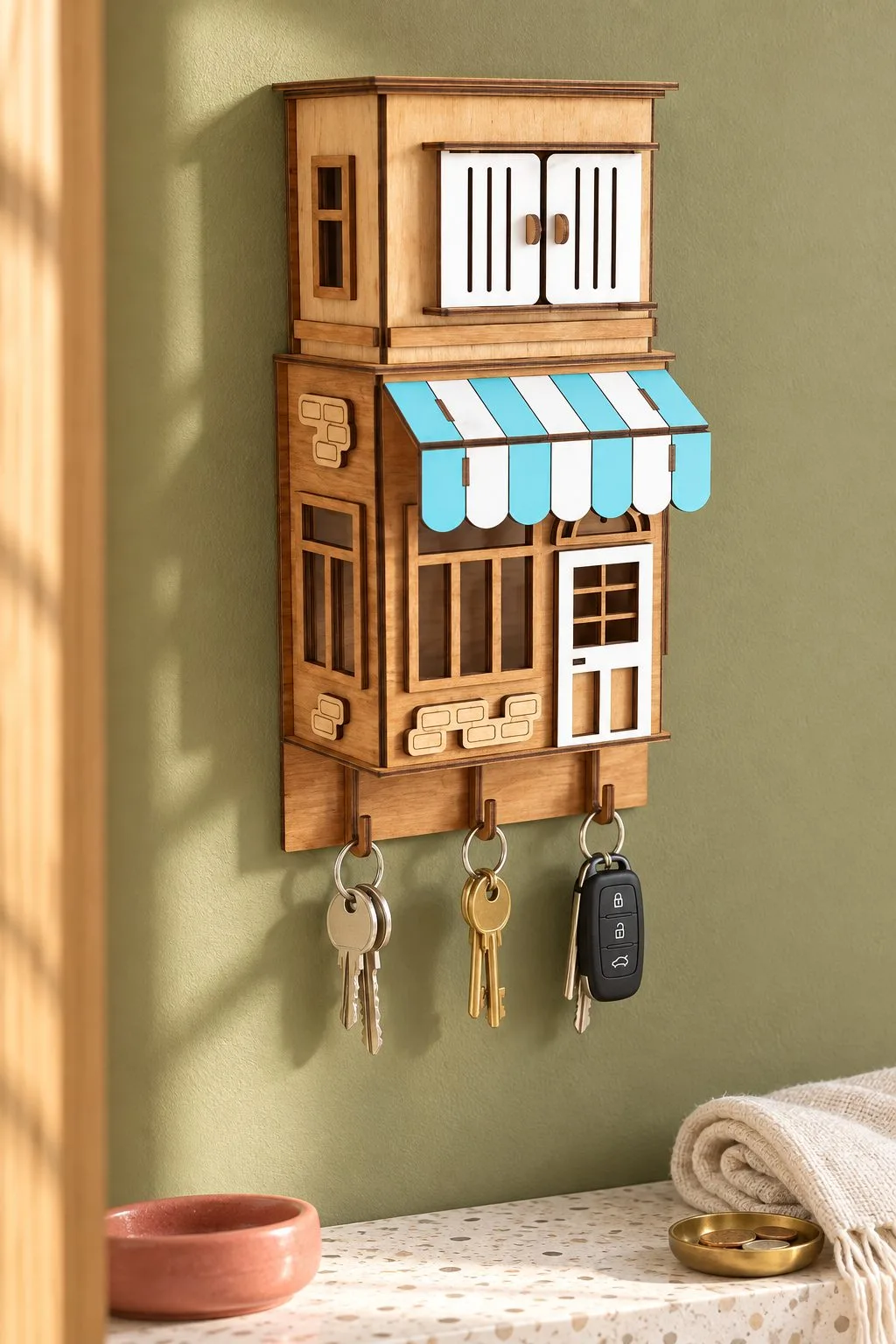 Laser Cut Storefront Wall Key Holder — SVG laser cut file