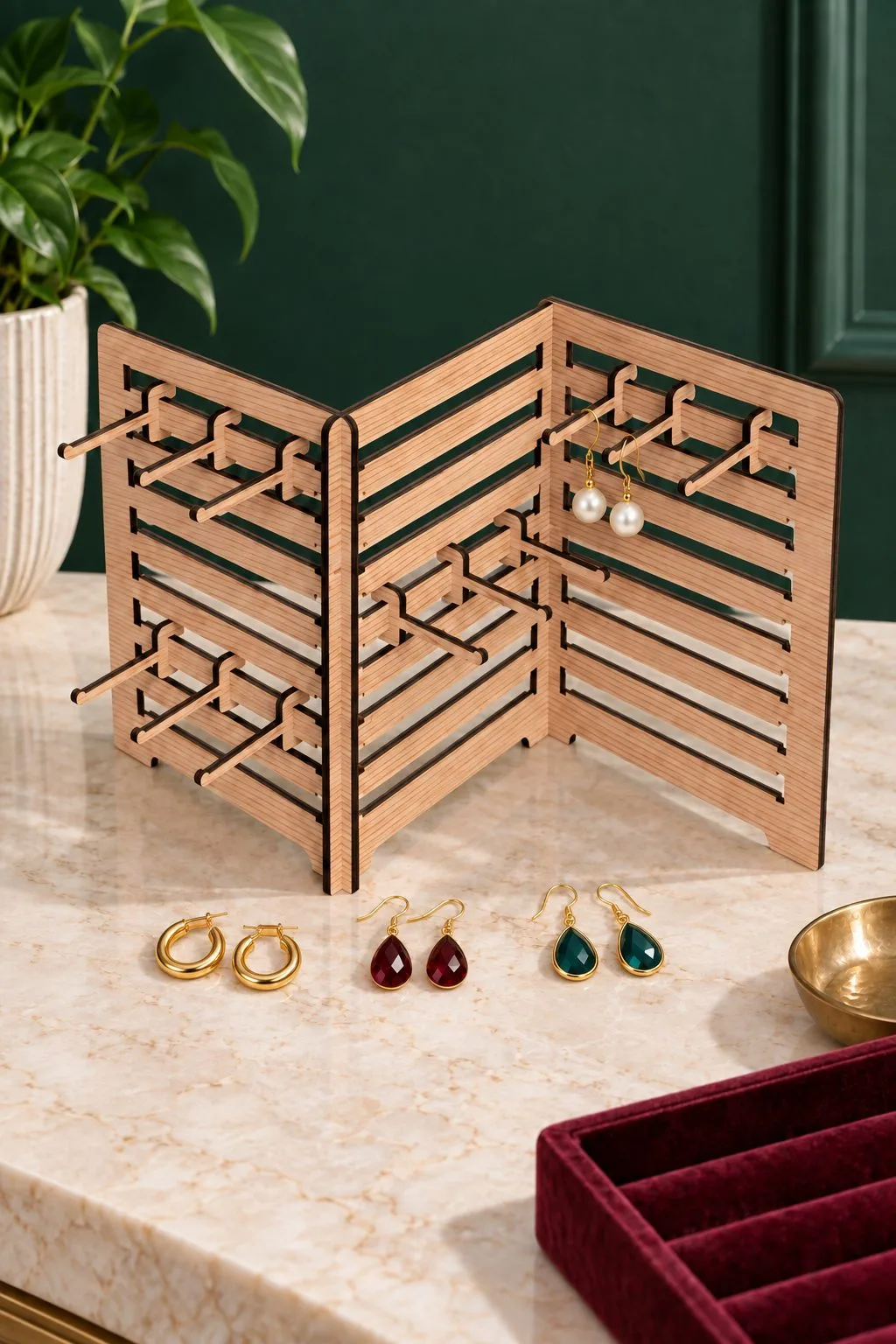 Laser Cut Folding Earring Display Stand — SVG laser cut file