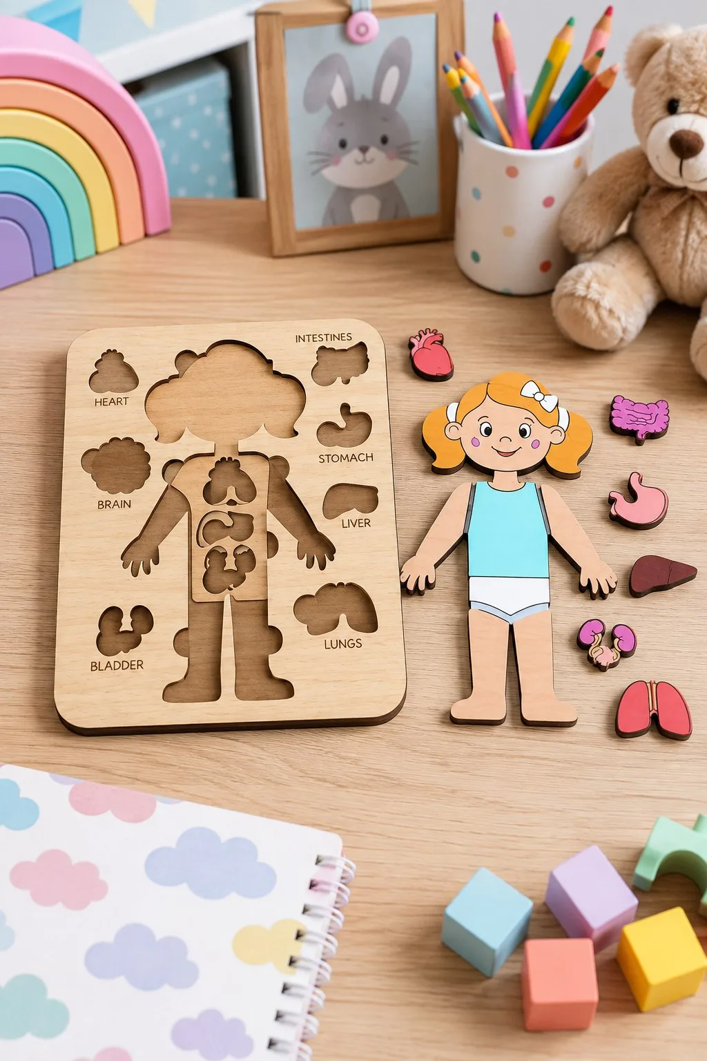 Human Body Puzzle With Labelled Organs — SVG laser cut file