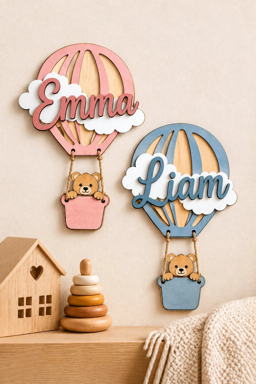 Hot Air Balloon Baby Name Sign — SVG laser cut file