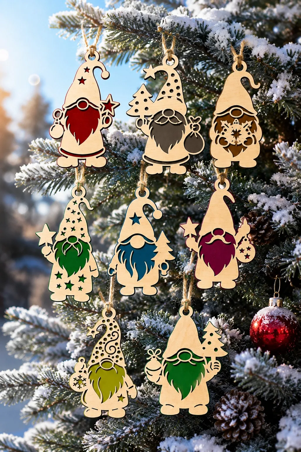 Openwork Gnome Ornaments in Wood — SVG laser cut file
