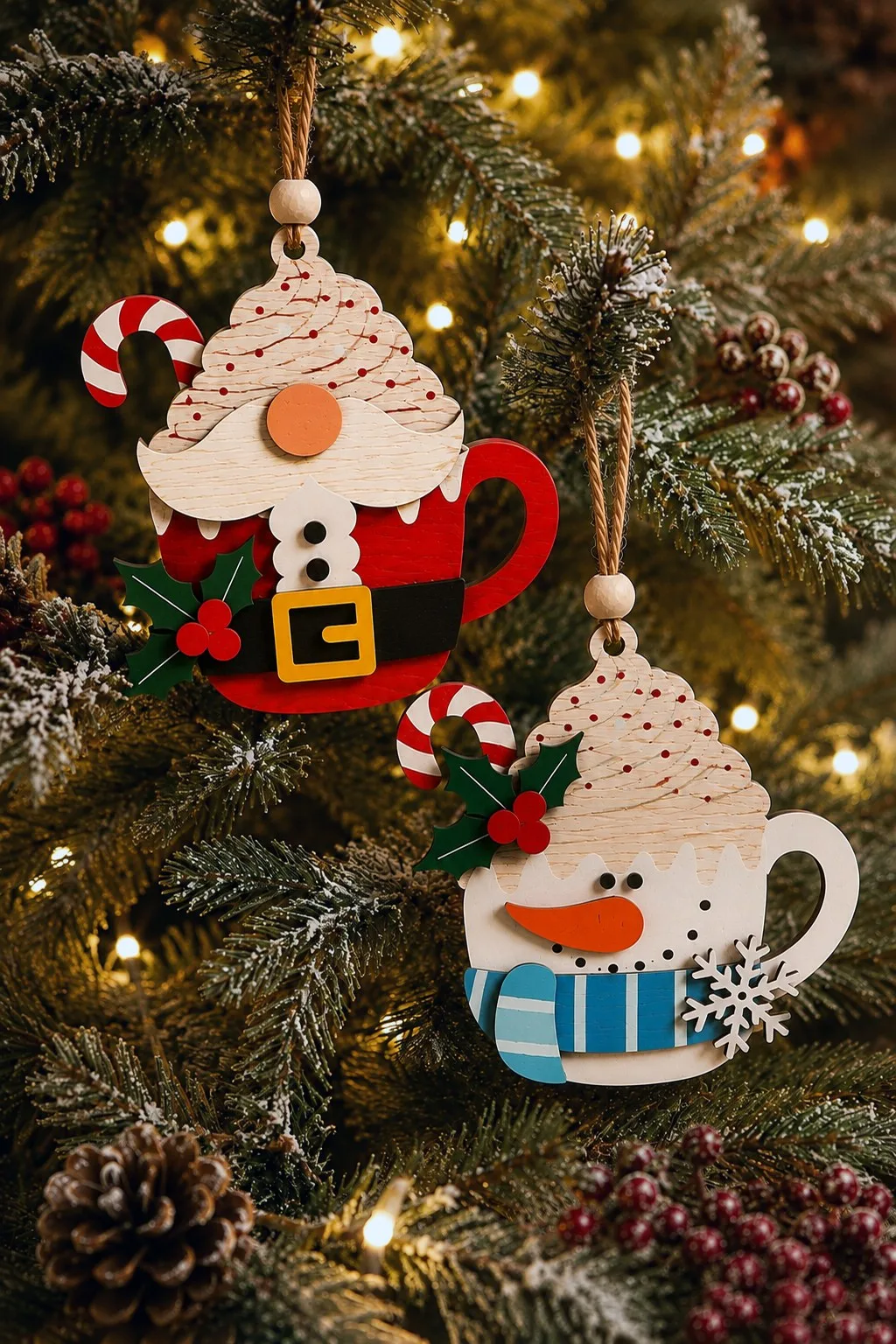Cocoa Mug Christmas Ornaments, Set of 3 — SVG laser cut file