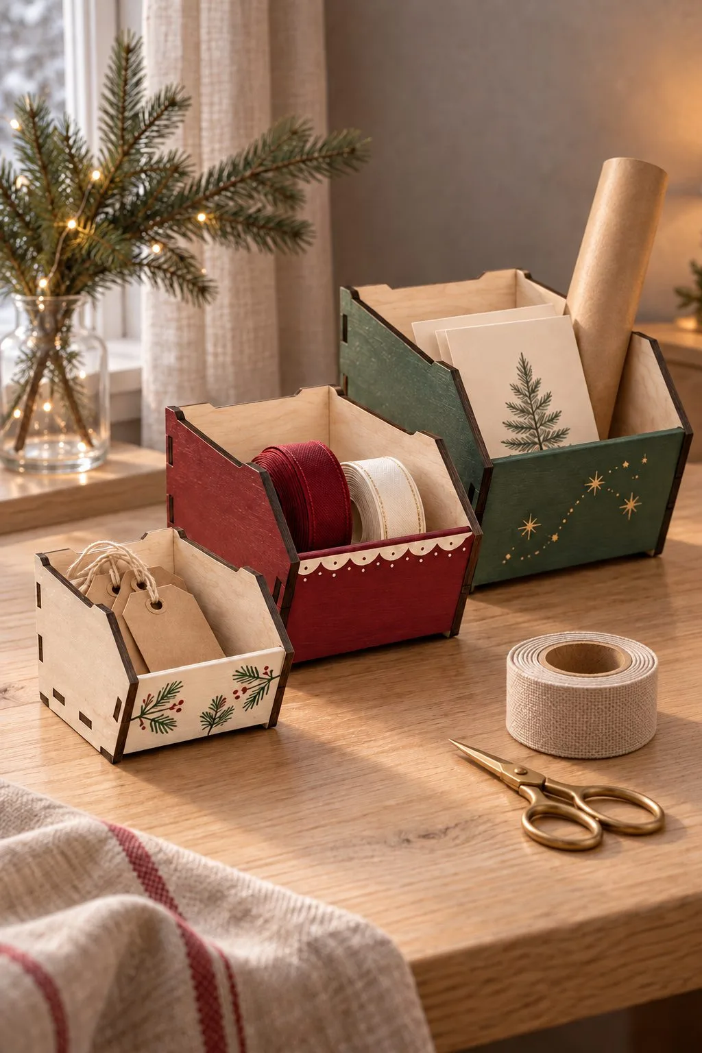 Laser Cut Desk Organizer Storage Bin — another view, SVG laser cut file